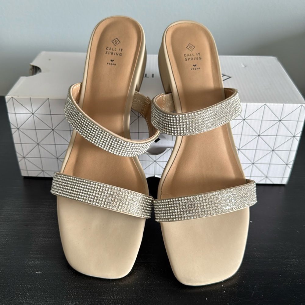 Call It Spring Beige and Silver Sandals